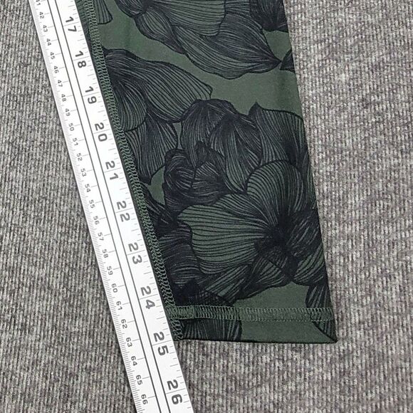 Balance Collection Leggings Womens Large Green Black Floral Watercolor BLL1126T - Picture 6 of 11